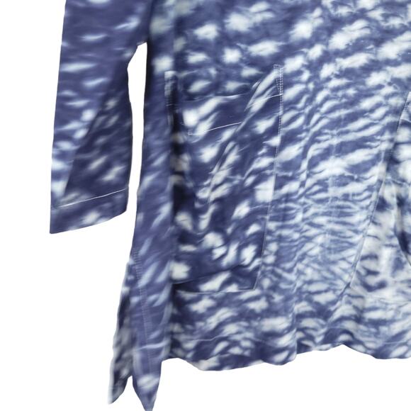 Soft Surroundings Tie Dye Tunic Top XS Blue Cream 3/4 Sleeve Abstract Print - Picture 5 of 7
